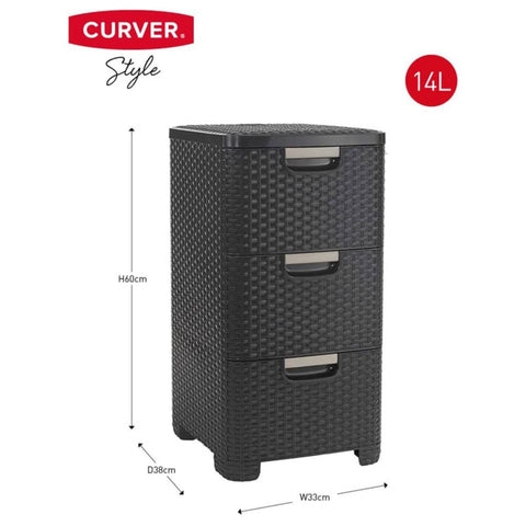 Curver Schubladenschrank Style 3x14L Anthrazit