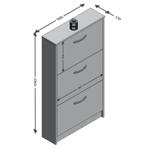 FMD Schuhschrank mit 3 Kippfächern Eichenbraun