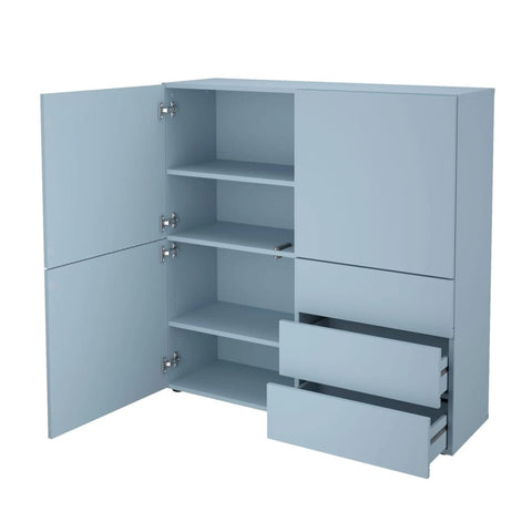 FMD Schrank mit 3 Schubladen und 3 Türen 99x31,5x101,2 cm Blau