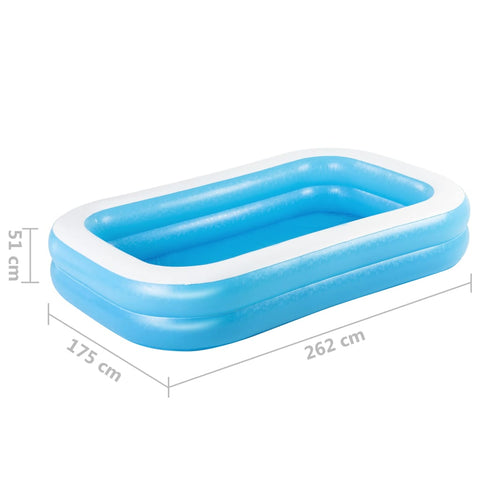 Bestway Aufblasbarer Familienpool Rechteckig 262x175x51 cm Blau Weiß