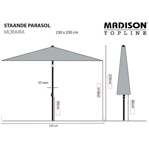 Madison Sonnenschirm Moraira 230x230 cm Taupe