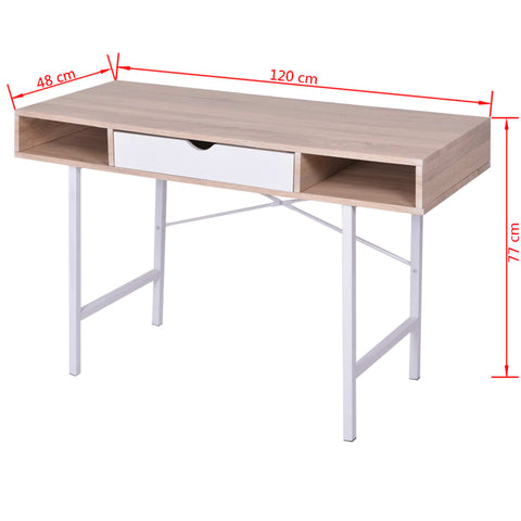 vidaXL Schreibtisch mit 1 Schublade Eiche und Weiß