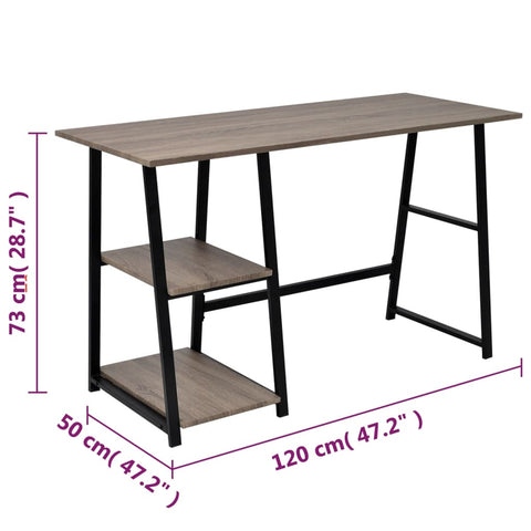 vidaXL Schreibtisch mit 2 Regalen Grau und Eiche