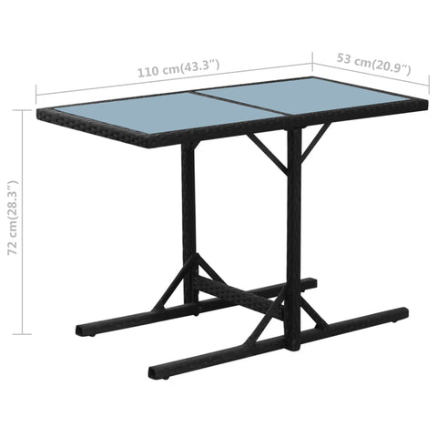 3-tlg. Bistro-Set mit Kissen Poly Rattan Schwarz