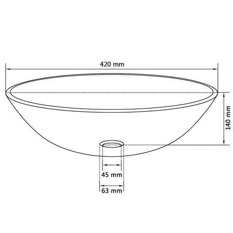 vidaXL Waschbecken gehärtetes Glas 42 cm transparent