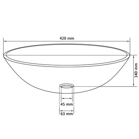 Waschbecken Hartglas 42 cm Mattiert