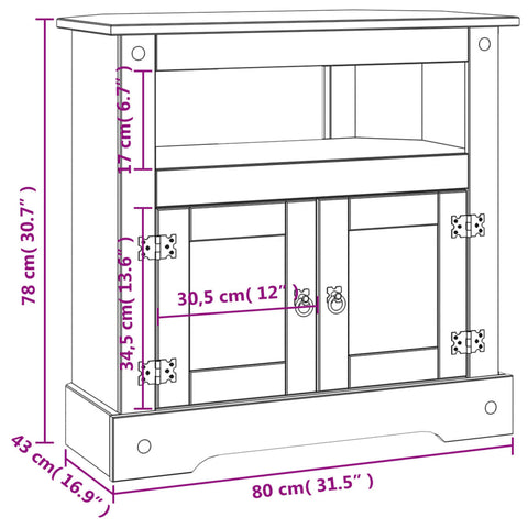 vidaXL Konsolentisch Mexiko-Stil Kiefernholz 80x43x78 cm