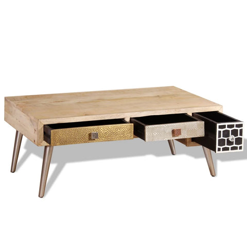 vidaXL Couchtisch mit Schubladen Massivholz Mango 105x55x41 cm