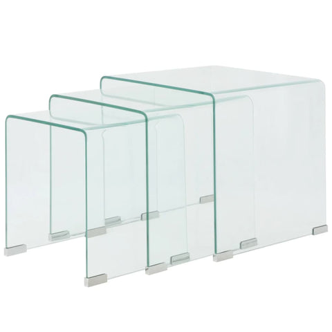 vidaXL Dreiteiliges Satztisch-Set aus gehärtetem Glas Transparent