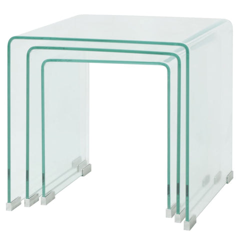 vidaXL Dreiteiliges Satztisch-Set aus gehärtetem Glas Transparent