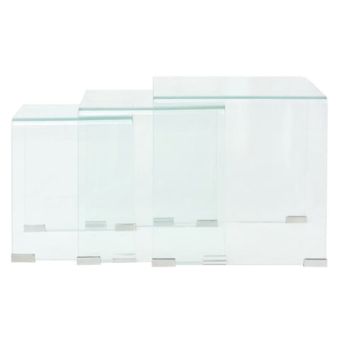 vidaXL Dreiteiliges Satztisch-Set aus gehärtetem Glas Transparent