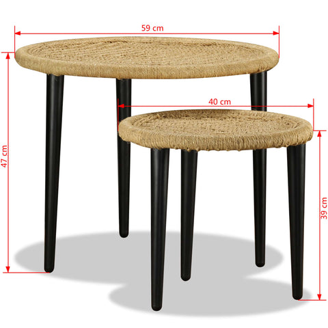 vidaXL Couchtisch-Set 2-tlg. Naturjute