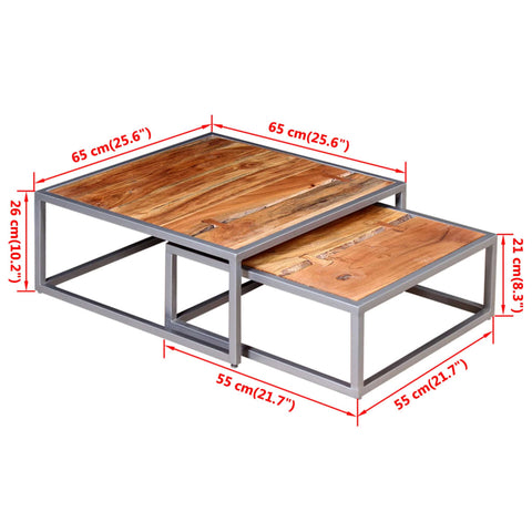 Zweiteiliges Couchtisch-Set Akazienholz Massiv