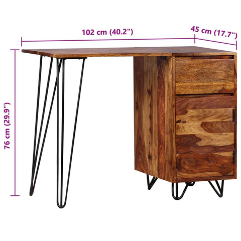 vidaXL Schreibtisch mit 1 Schublade und 1 Schrank Massivholz