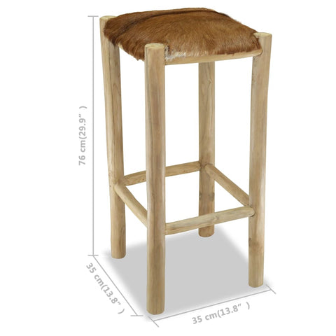 vidaXL Barhocker Echtleder und Teak Massivholz