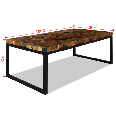 vidaXL Couchtisch Teak Harz 110x60x40 cm