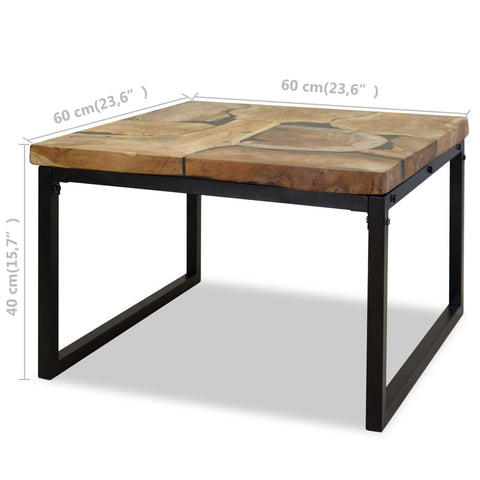 vidaXL Couchtisch Teak Harz 60x60x40 cm