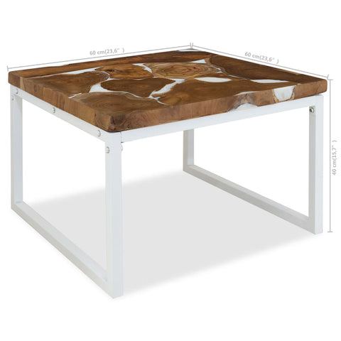 vidaXL Couchtisch Teak Harz 60x60x40 cm