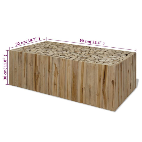 vidaXL Couchtisch Echtes Teakholz 90x50x30 cm