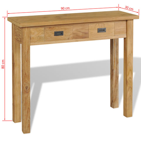 vidaXL Konsolentisch Massivholz Teak 90x30x80 cm