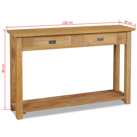 vidaXL Konsolentisch Massivholz Teak 120x30x80 cm