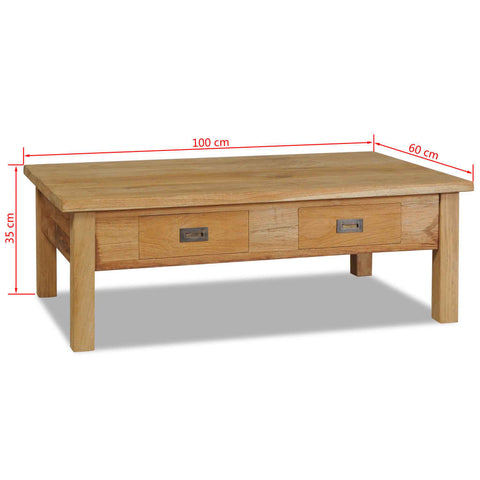 vidaXL Couchtisch Massivholz Teak 100x60x35 cm