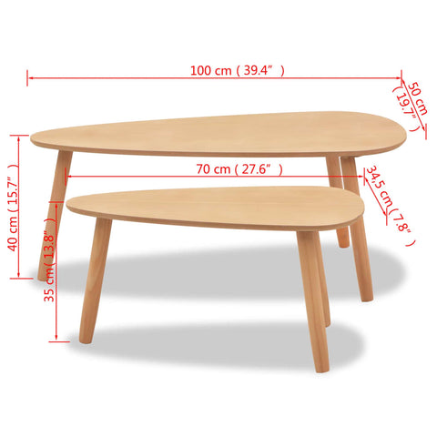 vidaXL 2-tlg. Couchtisch-Set Massivholz Kiefer Braun