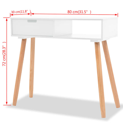 vidaXL Konsolentisch Kiefernholz Massiv 80 x 30 x 72 cm Weiß