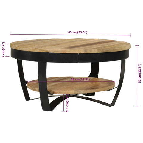 vidaXL Couchtisch Raues Massives Mangoholz 65x32 cm