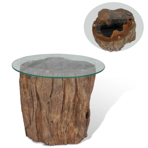 vidaXL Couchtisch Teak Glas 50x40 cm