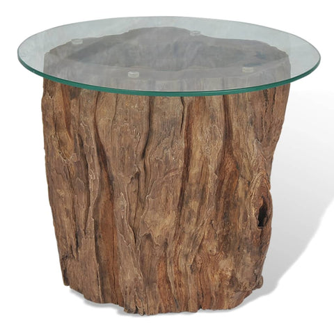 vidaXL Couchtisch Teak Glas 50x40 cm