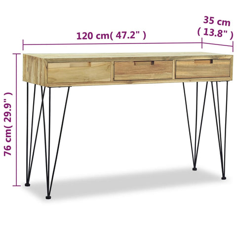 vidaXL Konsolentisch 120 x 35 x 76 cm Teak Massiv