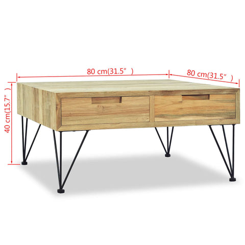 vidaXL Couchtisch 80x80x40 cm Massivholz Teak