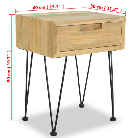 vidaXL Nachttisch 40x30x50 cm Massivholz Teak