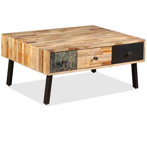 vidaXL Couchtisch Recyceltes Massivholz Teak 90x65x40 cm