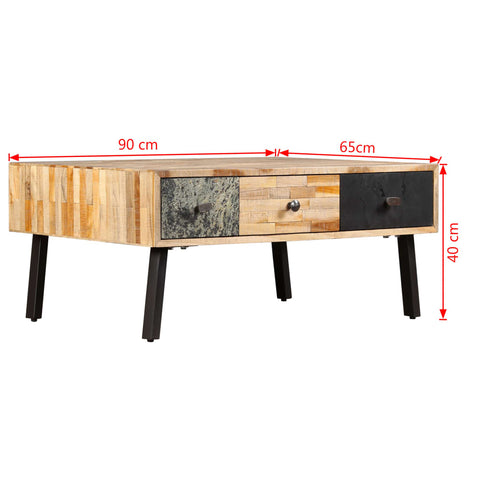 vidaXL Couchtisch Recyceltes Massivholz Teak 90x65x40 cm