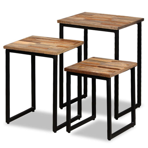 vidaXL 3-tlg. Satztisch-Set Recyceltes Massivholz Teak