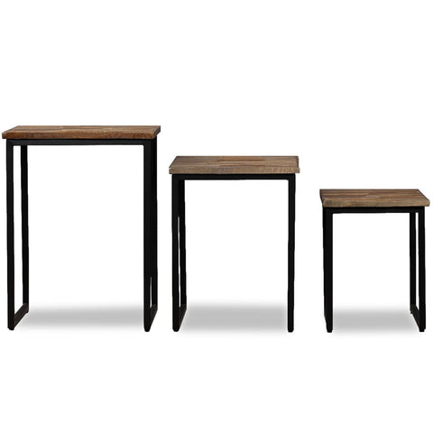 vidaXL 3-tlg. Satztisch-Set Recyceltes Massivholz Teak