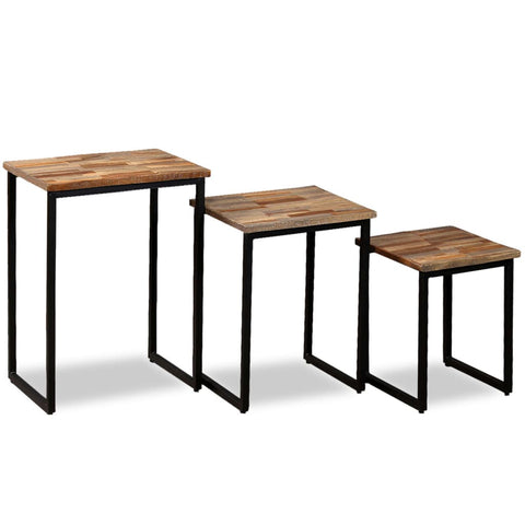 vidaXL 3-tlg. Satztisch-Set Recyceltes Massivholz Teak