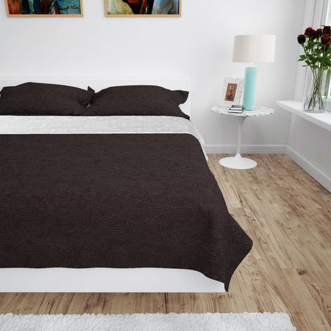 Zweiseitige Tagesdecke Gesteppt 220 x 240 cm Creme und Braun