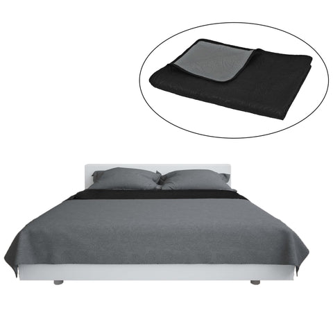 Zweiseitige Tagesdecke Gesteppt 170 x 210 cm Grau und Schwarz