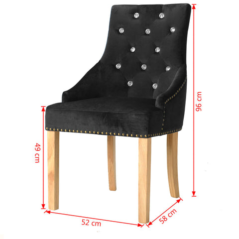 Esszimmerstühle 2 Stk. Schwarz Eiche Massivholz und Samt