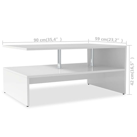 vidaXL Couchtisch Holzwerkstoff 90x59x42 cm Weiß