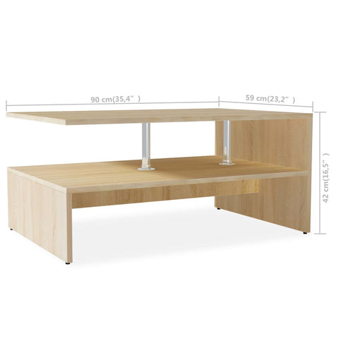 vidaXL Couchtisch Holzwerkstoff 90x59x42 cm Eiche