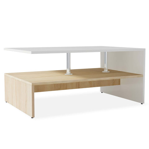 vidaXL Couchtisch Holzwerkstoff 90x59x42 cm Eiche und Weiß