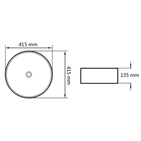 vidaXL Waschbecken Keramik Rund Schwarz 41,5 x 13,5 cm