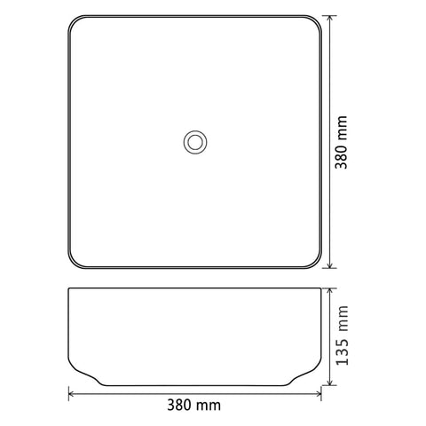 vidaXL Waschbecken Keramik Quadratisch Schwarz 38 x 38 x 13,5 cm