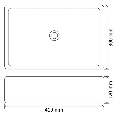 vidaXL Waschbecken Keramik Rechteckig Schwarz 41 x 30 x 12 cm