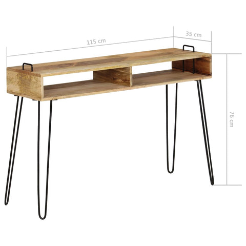 vidaXL Konsolentisch Mangoholz Massiv 115 x 35 x 76 cm