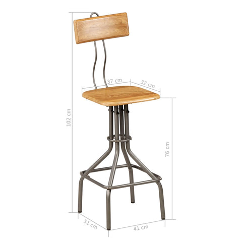 vidaXL Barhocker 2 Stk. Altholz Teak